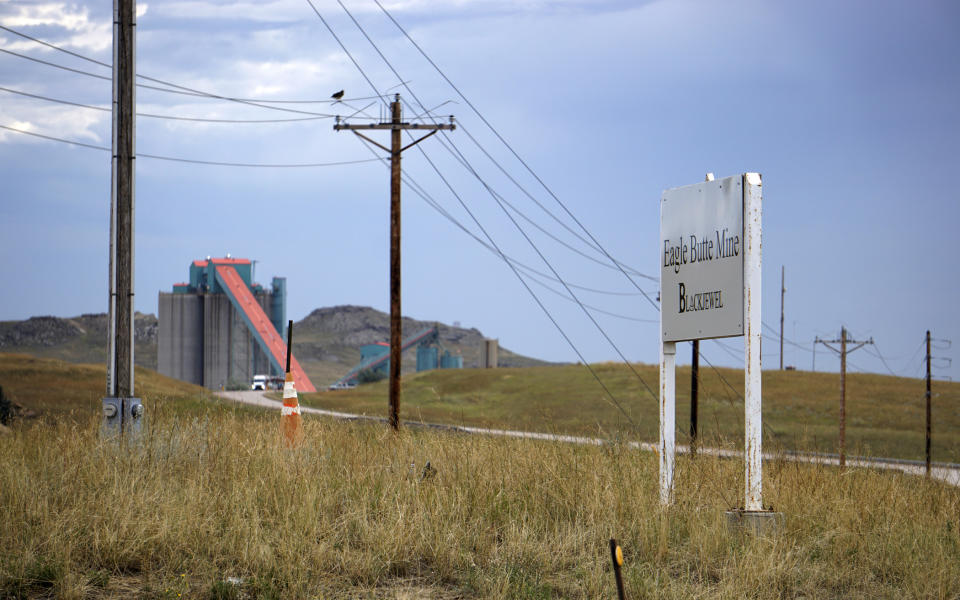 In this Friday, Sept. 6, 2019 photo shows the Eagle Butte mine just north of Gillette, Wyo. The shutdown of Blackjewel LLC's Belle Ayr and Eagle Butte mines in Wyoming since July 1, 2019 has added yet more uncertainty to the Powder River Basin's struggling coal economy. (AP Photo/Mead Gruver)