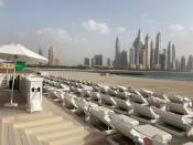 Empty sun-decks are seen at a beach, after a curfew was imposed to prevent the spread of the coronavirus disease (COVID-19), in Dubai