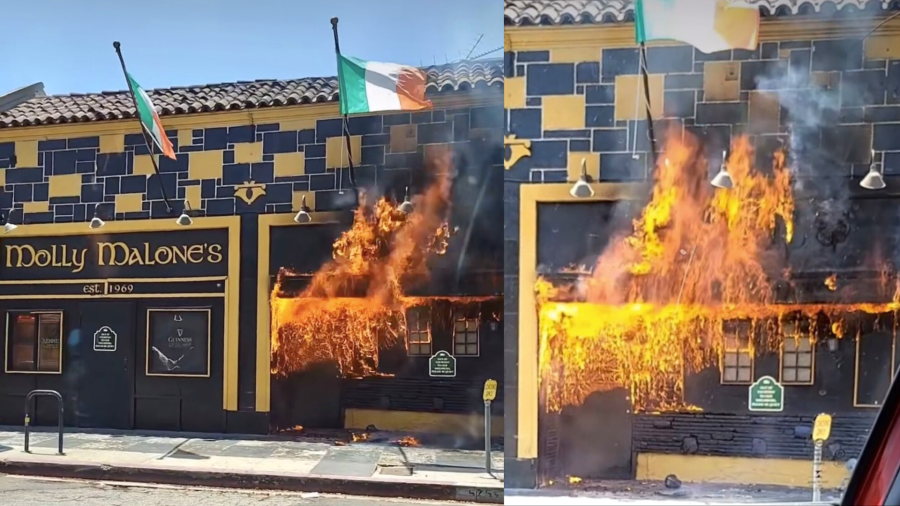 Beloved local bar, Molly Malone's Irish Pub, was seen engulfed in flames on June 20, 2024. (Karyn Bryant @kbheat)