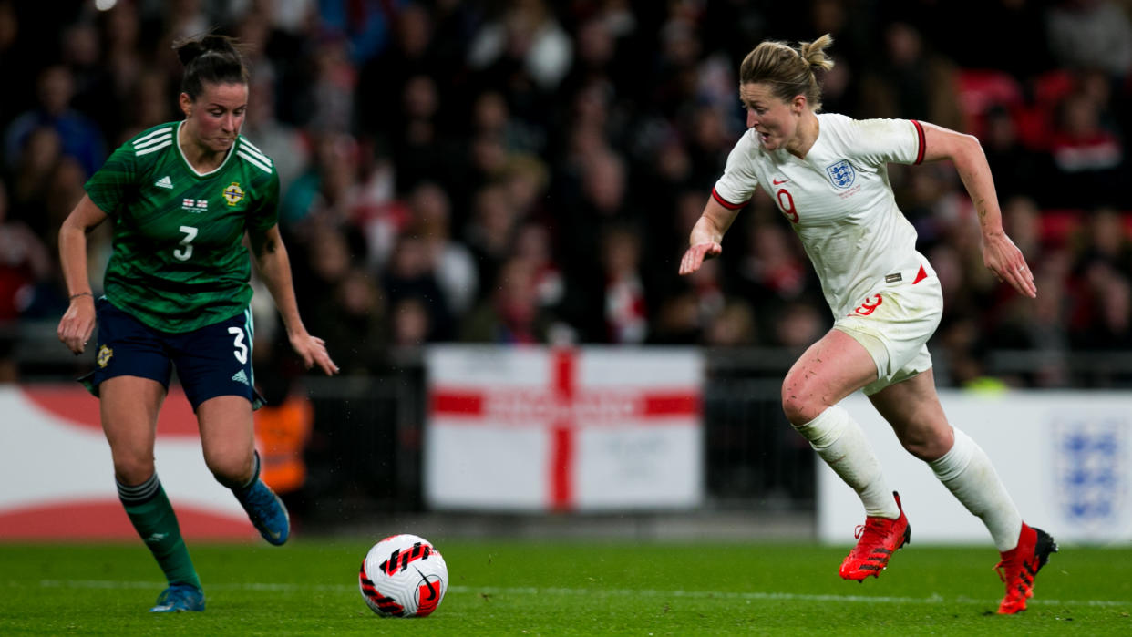  England's Ellen White runs for the ball in a Women's World Cup 2023 qualifier match against Northern Ireland 