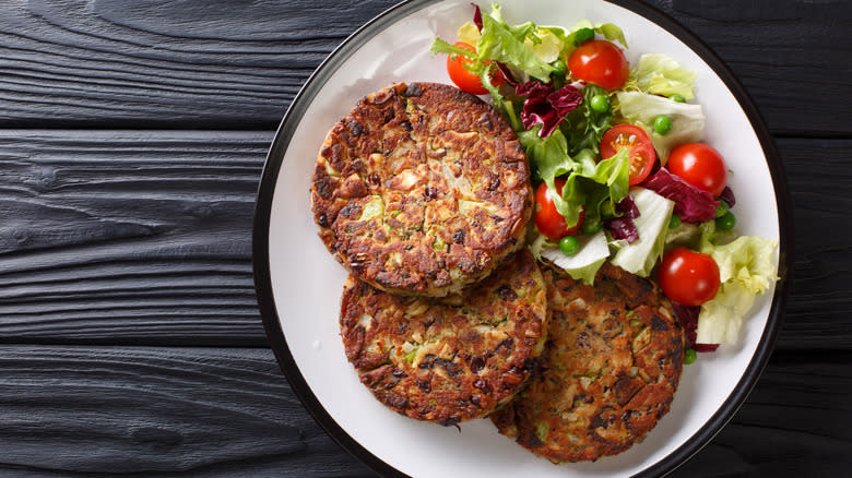 Mushroom patties and grape tomatoes