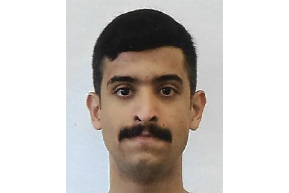 This undated photo provided by the FBI shows Mohammed Alshamrani. The Saudi student opened fire inside a classroom at Naval Air Station Pensacola on Friday before one of the deputies killed him. The FBI has found a link between the gunman in a deadly attack at a military base last December and an al-Qaida operative. That's according to a U.S. official who spoke to The Associated Press on Monday. (FBI via AP)