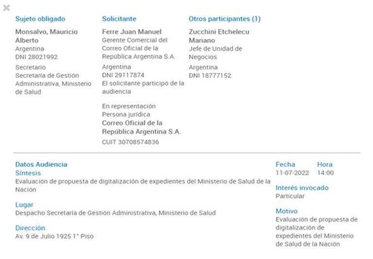 La digitalización de los expedientes del MInisterio de Salud de la Nación se analizó recién en julio de este año con Correo Argentino, uno de los dos operadores logísticos de la campaña de vacunación para Covid