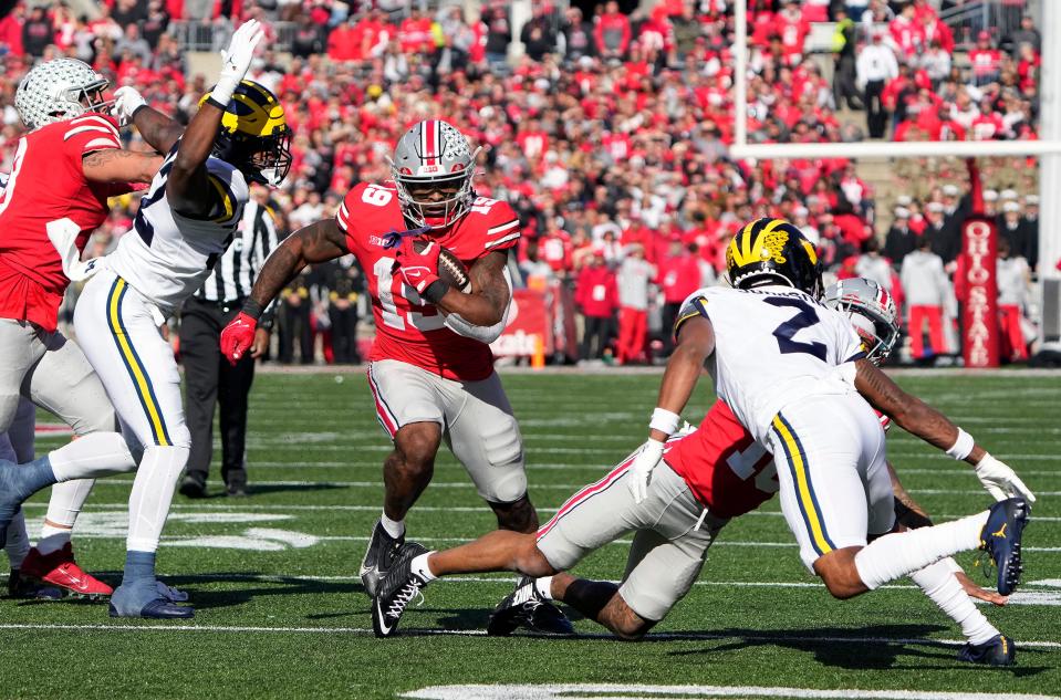 Ohio State running back Chip Trayanum had 14 carries, rushing for 83 yards against Michigan Saturday.