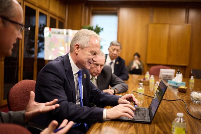 Csaba Korosi, president of the U.N. General Assembly, learns about his family history at the FamilySearch Library.