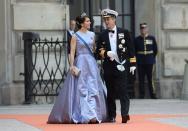 <p>Ganz ohne Kinder kamen Prinzessin Mary und Prinz Frederik zur Hochzeit von Schwedens Kronprinz Carl Philip mit Sofia Hellqvist am Palast von Stockholm (Bild: Jonathan Nackstrand/AFP/Getty Images) </p>