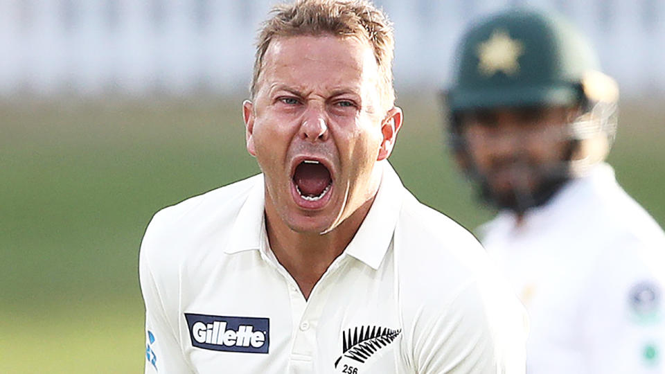 Neil Wagner's gutsy second innings spell, battling two fractured toes, guided New Zealand to a thrilling Test victory over Pakistan. (Photo by Phil Walter/Getty Images)