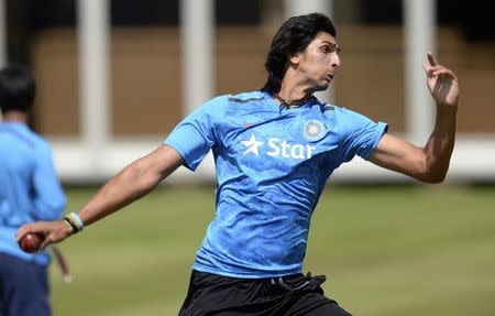 Ishant Sharma bowls during a training session before Thursday's second test against England at Lord's cricket ground in London July 15, 2014. REUTERS/Philip Brown/Files