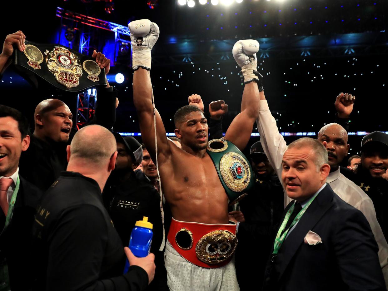 Anthony Joshua passed the toughest test of his career to date with a stunning late knockout: Getty