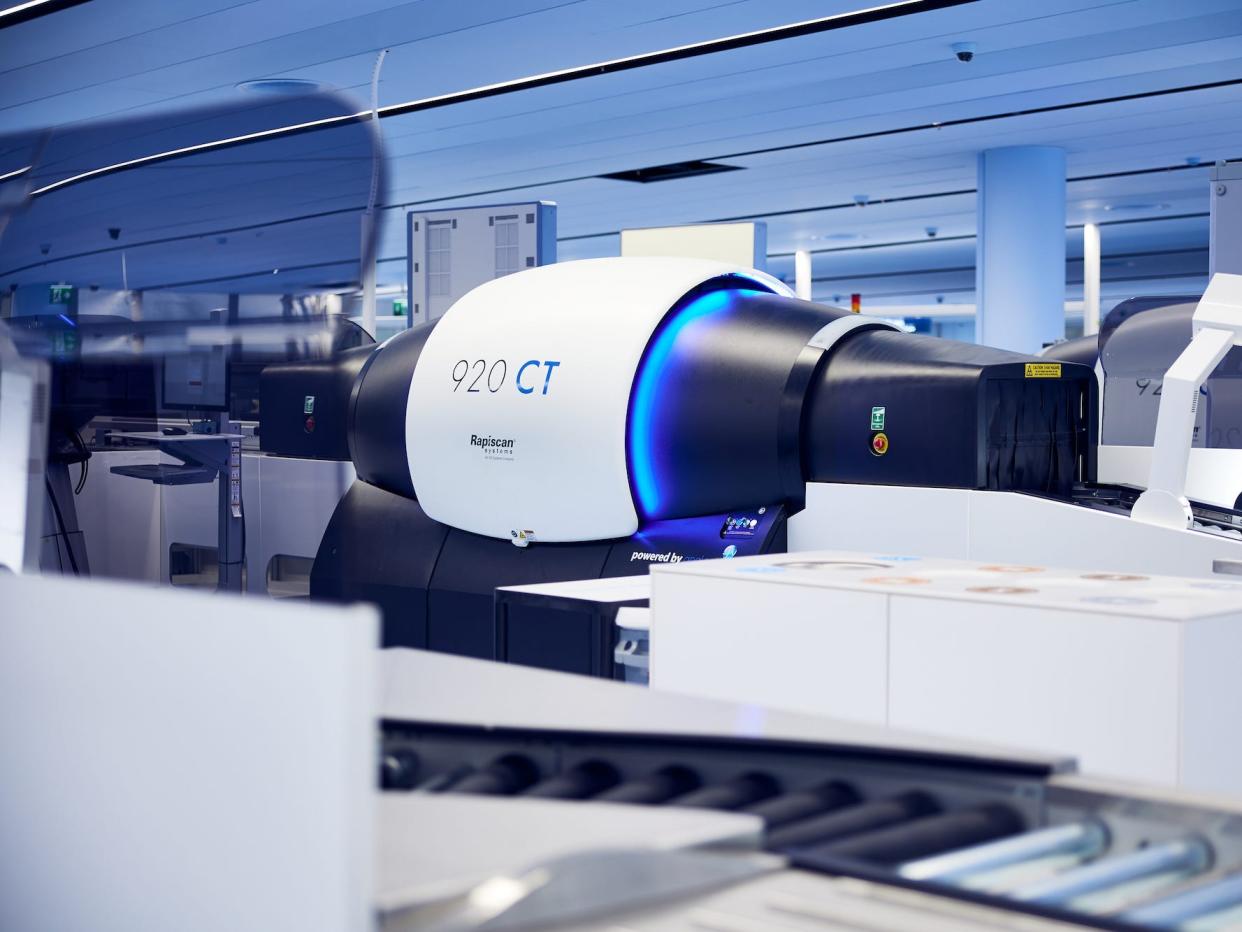 A press photo of the security machines at Helsinki airport.