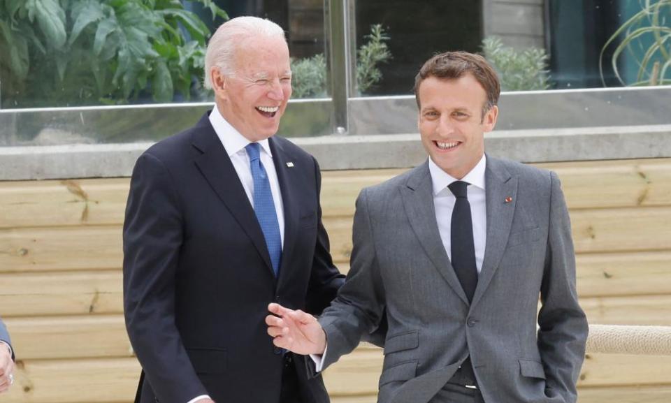 Biden and Macron share a joke together