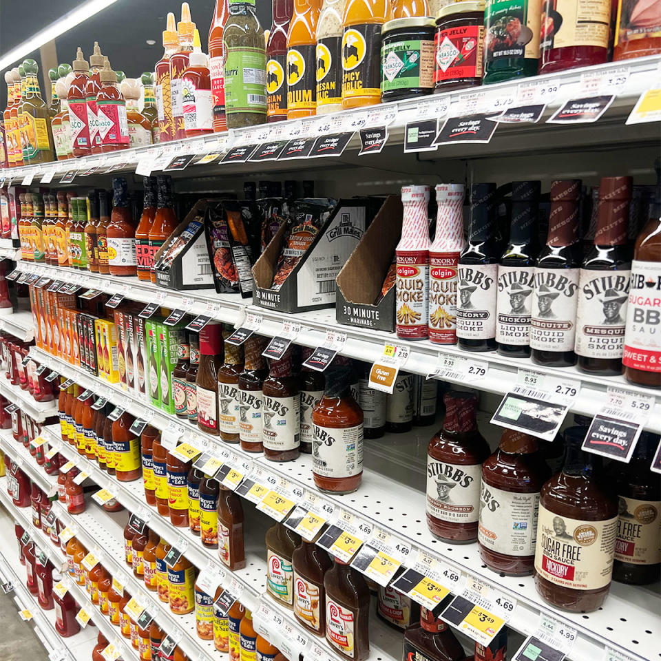 condiment aisle at grocery store