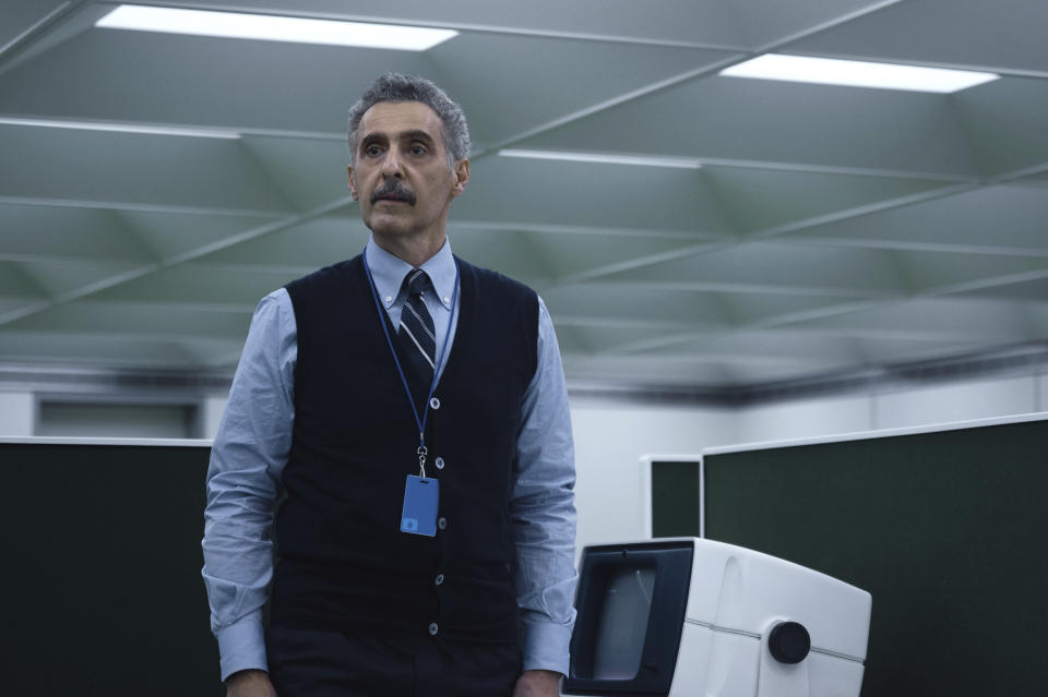 This image released by Apple TV+ shows John Turturro in a scene from "Severance." Turturro was nominated for an Emmy Award for best supporting actor in a drama series. (Apple TV+ via AP)