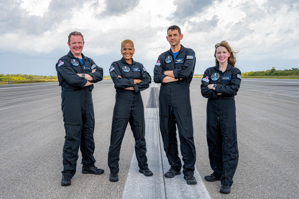 Chris Sembroski, Sian Proctor, Jared Isaacman and Hayley Arceneaux make up the SpaceX Inspiration4 crew. (John Kraus / Inspiration4)