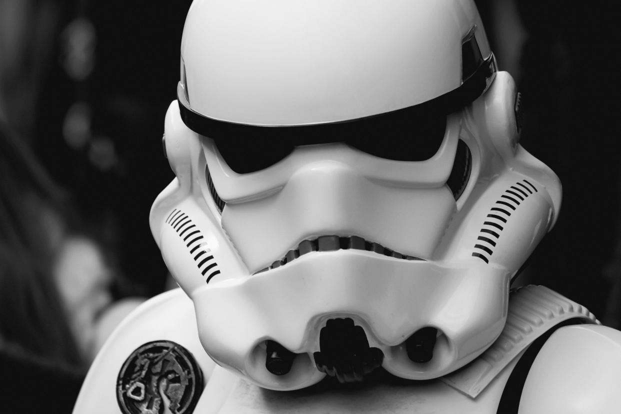 Close-up of person wearing Star Wars Stormtrooper armour costume at Sci-Fi convention in Chippenham, United Kingdom. Photo by: Bruno Guerreiro