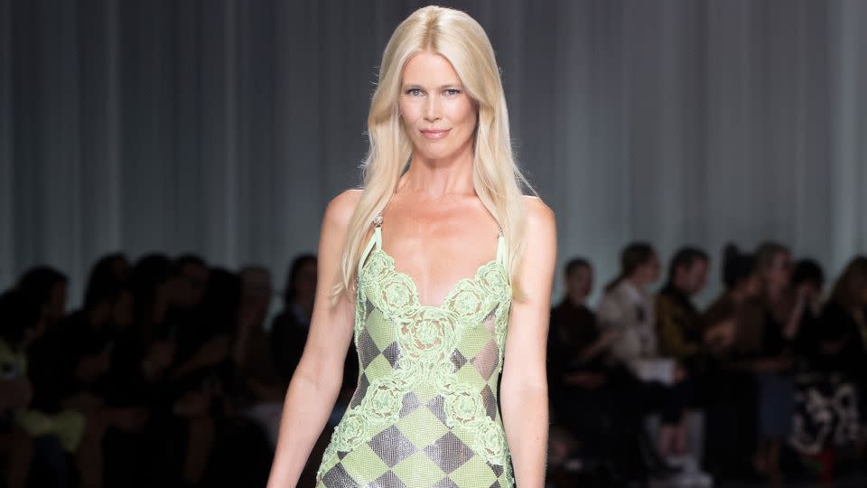 Supermodel of the 1990s, Claudia Schiffer, returned to the runway for a nostalgic moment during the Versace show. - Courtesy Versace