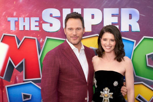 Chris Pratt and Katherine Schwarzenegger Pratt arrive at the premiere of The Super Mario Bros Movie