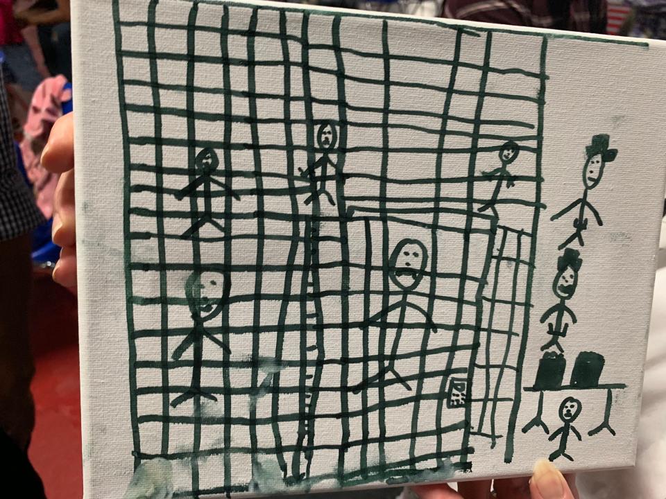 Child's drawing of a border detention facility, June 26, 2019.