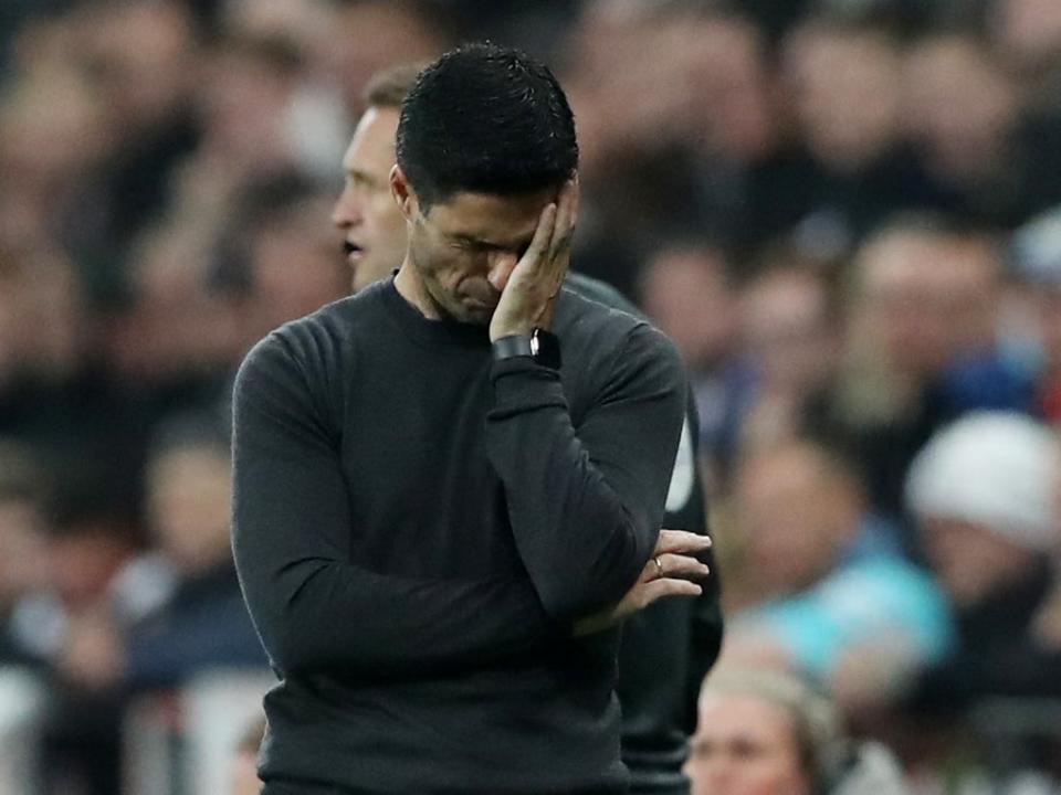 Mikel Arteta reacts after going behind against Newcastle United (REUTERS)