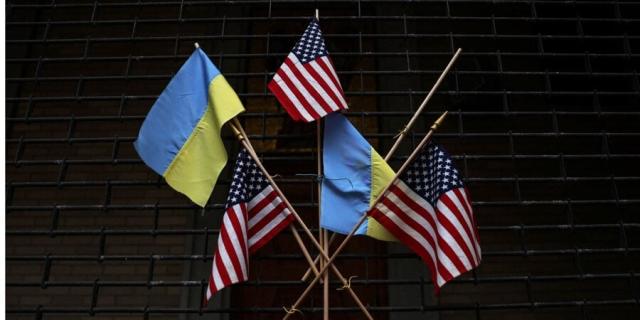 Flags of Ukraine and the USA