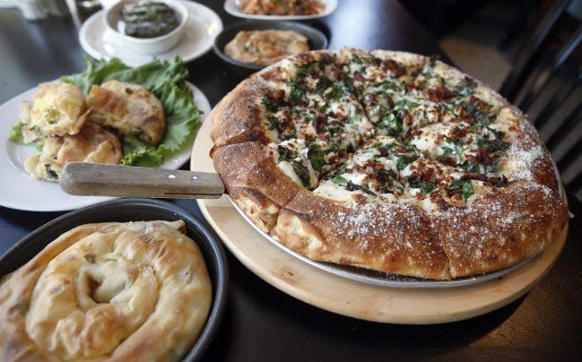 Bianca Neve pizza with brunch pastries and other items at Joey's Pizzeria, 700 W Sheridan Ave. in Oklahoma City.