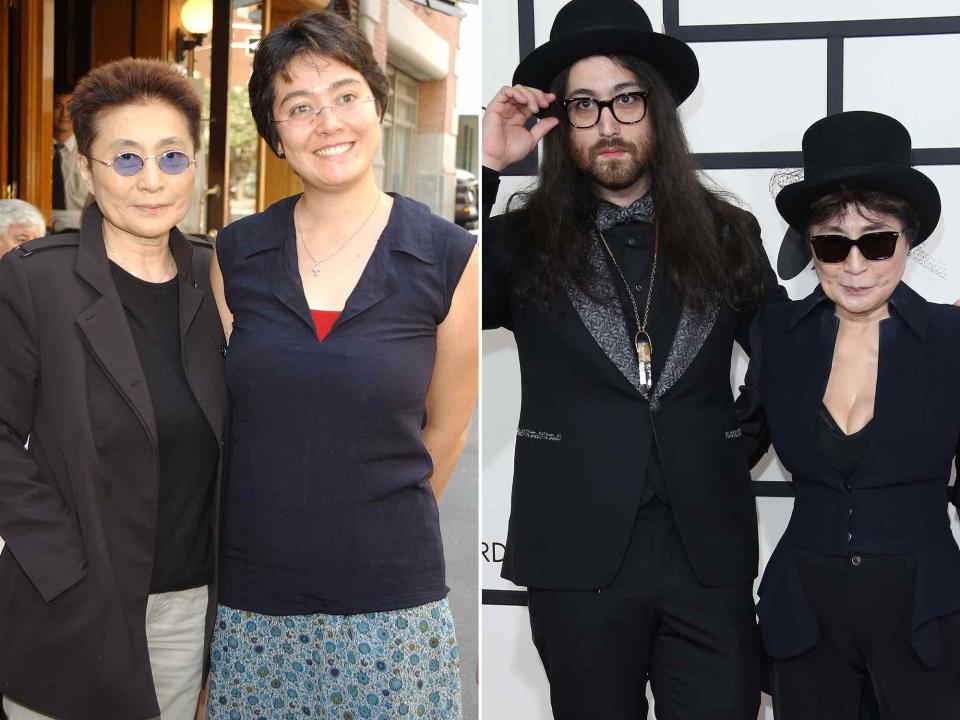 <p>Arnaldo Magnani/Getty ; Dan MacMedan/WireImage</p> Yoko Ono and her daughter, Kyoko Cox in October 2001. ; Yoko Ono and Sean Lennon arrive at the 56th Annual Grammy Awards in January 2014 in Los Angeles, California.