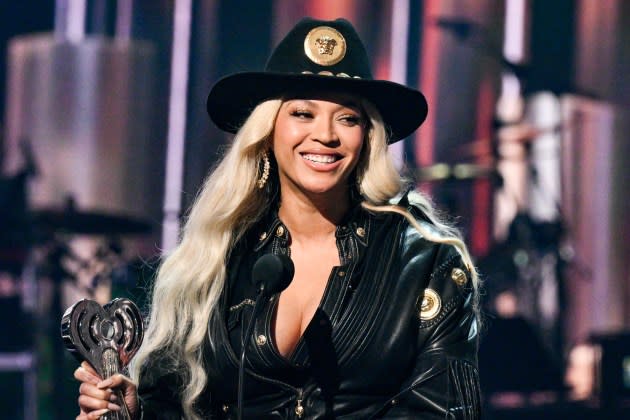 Beyoncé accepts the Innovator Award at the 2024 iHeartRadio Music Awards held at the Dolby Theatre on April 1, 2024 in Los Angeles, California.  - Credit: Michael Buckner/Billboard/Getty Images