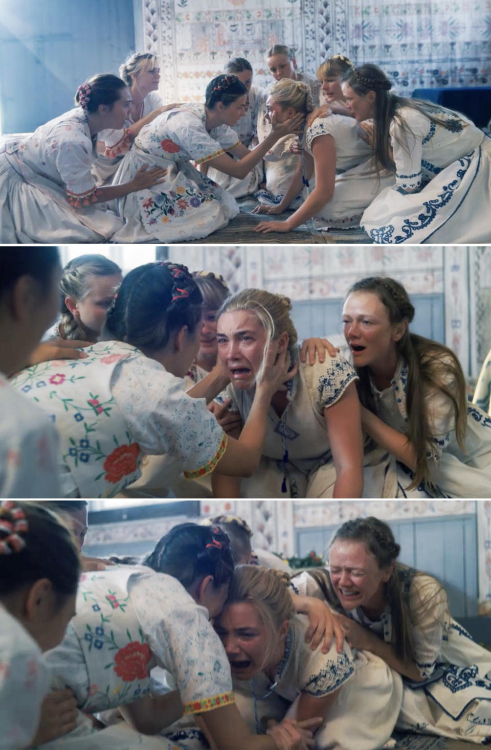 Dani screaming and crying surrounded by other women