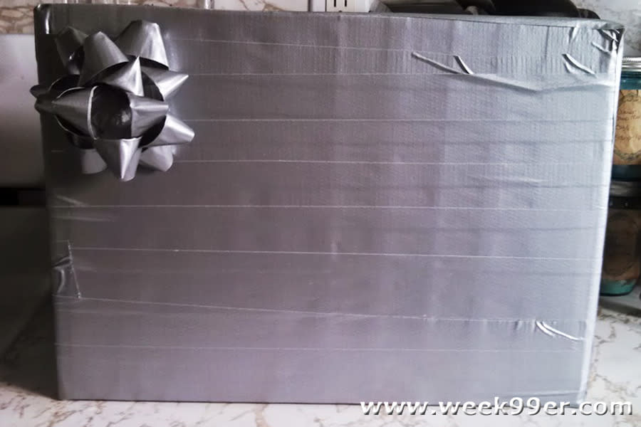 If you’re short on gift wrap, there’s always duct tape