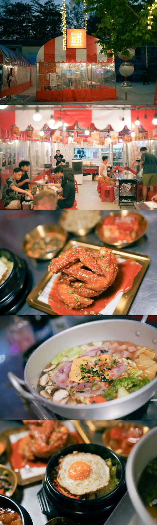 在附近新開的夜市，在韓國風情滿點的布帳馬車裡體驗「泰版韓國料理」。