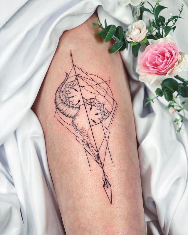 2) This Geometric Capricorn Tattoo