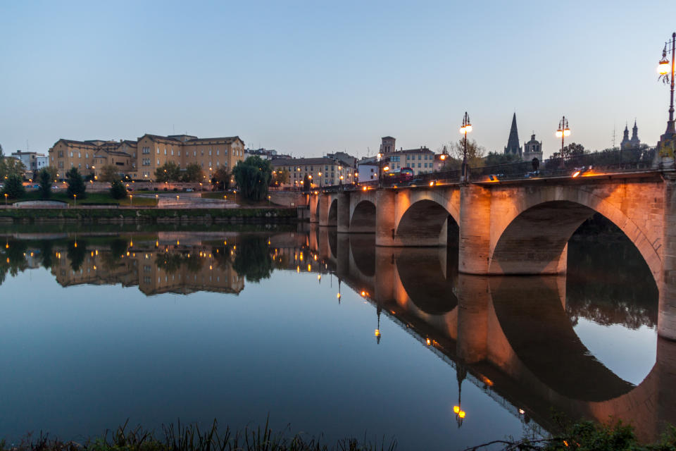 Stone bridge in Logrono, La Rioja region, Spai