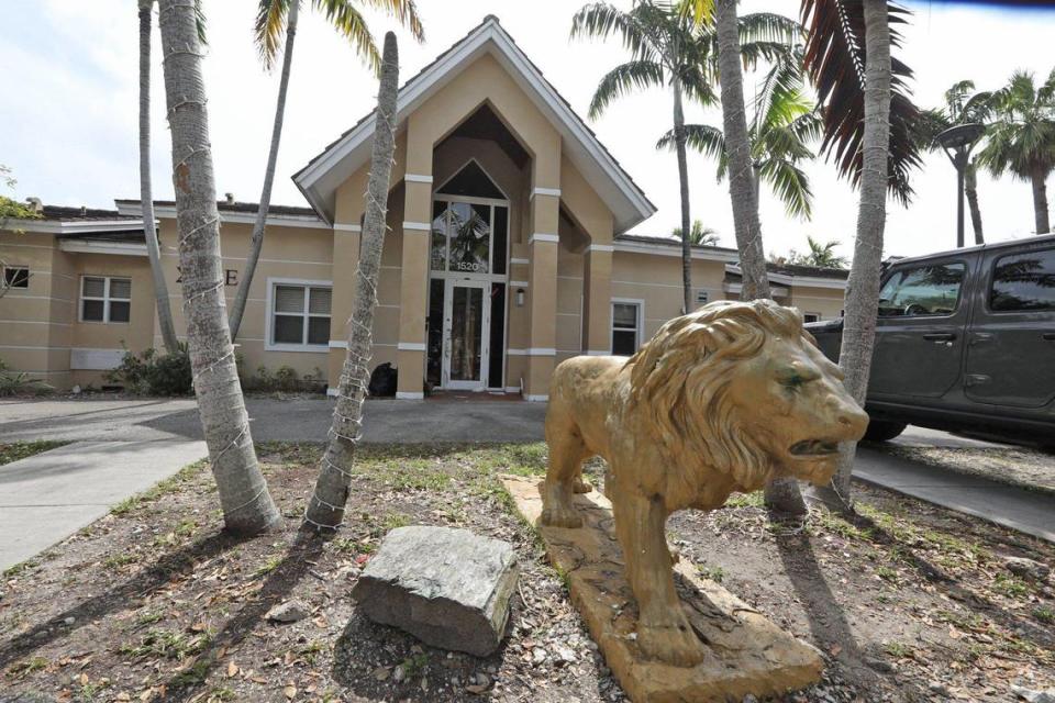An exterior view of the Sigma Alpha Epsilon fraternity, 1520 Liguria Ave., near the University of Miami on Friday, March 1, 2024, in Coral Gables, Florida.