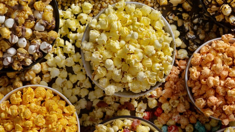 Assorted types of popcorn