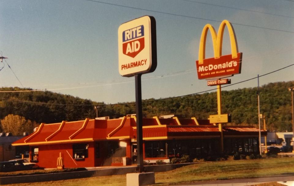 McDonald's at the Honesdale Route 6 Plaza in Texas Township was not quite 20 years old when this photo was taken, May 27, 1997, from across the street at Rite-Aid. McDonald's opened here on Nov. 7, 1977, and reopened Nov. 11, 2019, under new ownership in an enlarged restaurant next door. The present restaurant uses the same sign with the signature yellow arches in the same spot.