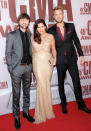 Three isn't a crowd with Dave Haywood, Hillary Scott and Charles Kelley of Lady Antebellum. (Photo by Michael Loccisano/Getty Images)