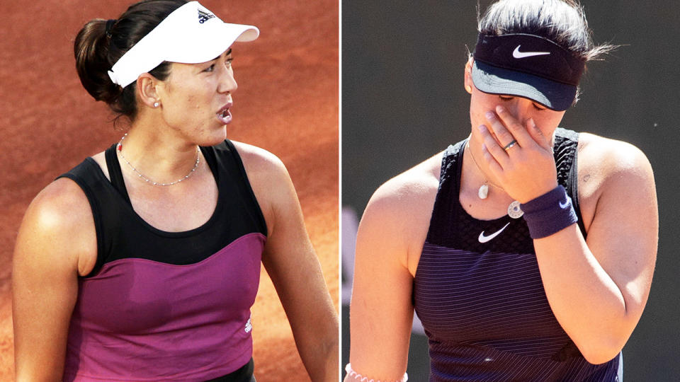 Garbine Muguruza and Bianca Andreescu, pictured here in action at the French Open.