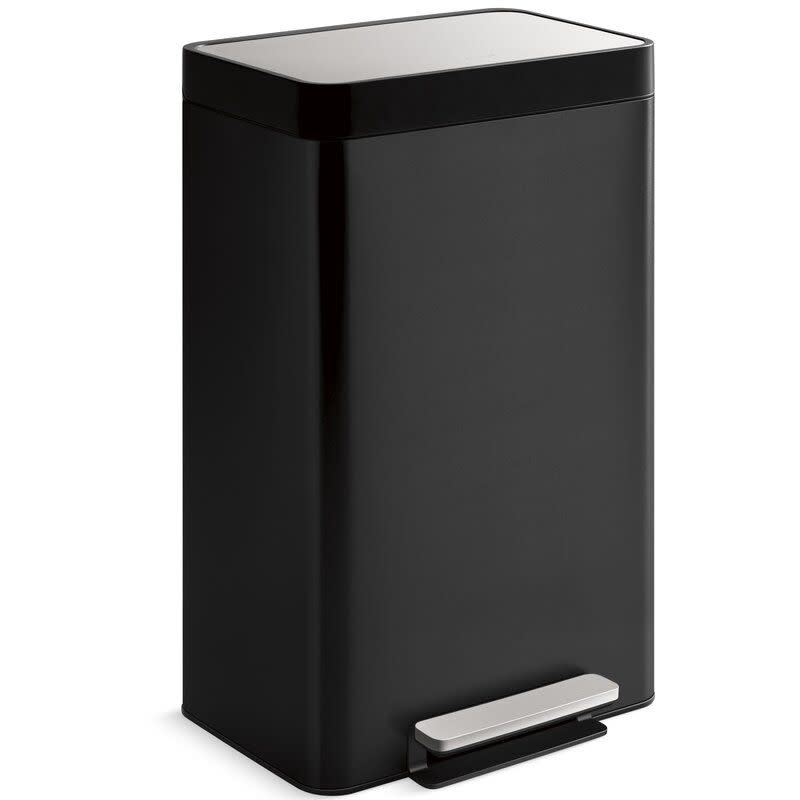 4) Kohler Black Stainless Steel Step On Trash Can