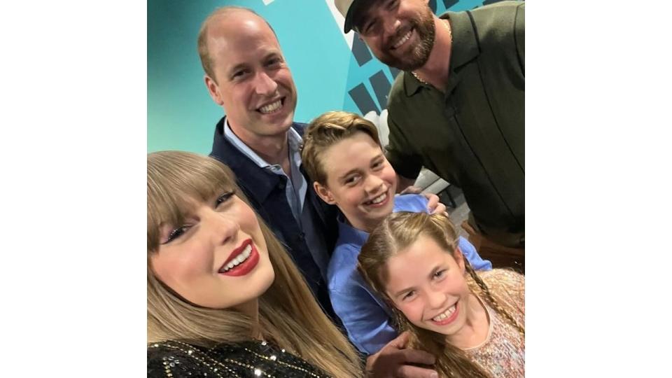 Taylor hilariously reference William's birthday when she shared a photo with the young royals on social media 