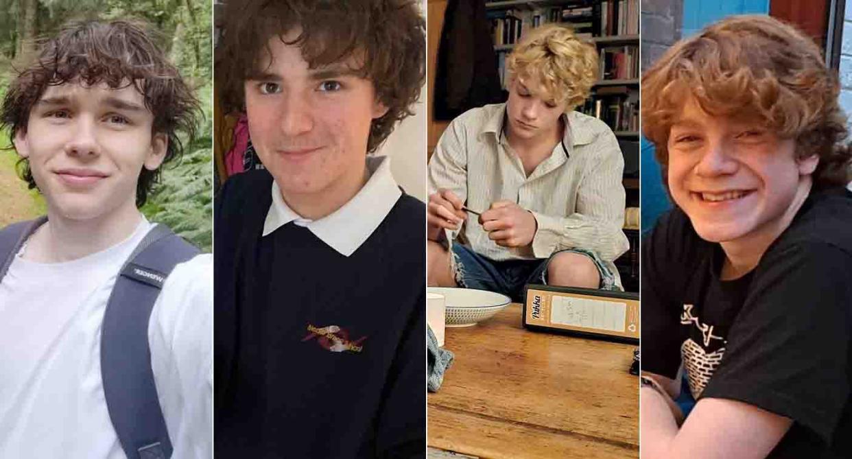 From left to right: Hugo Morris, Harvey Owen, Jevon Hirst and Wilf Henderson have been missing since Sunday. (Reach)