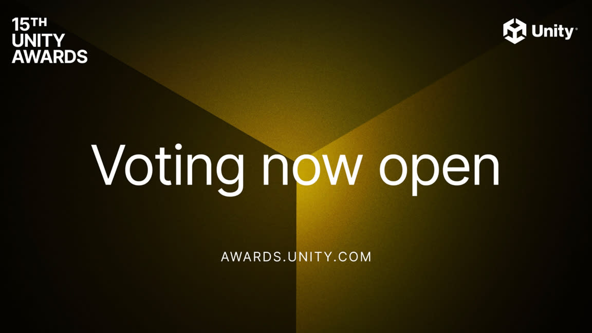  Unity Awards; a logo on a screen. 