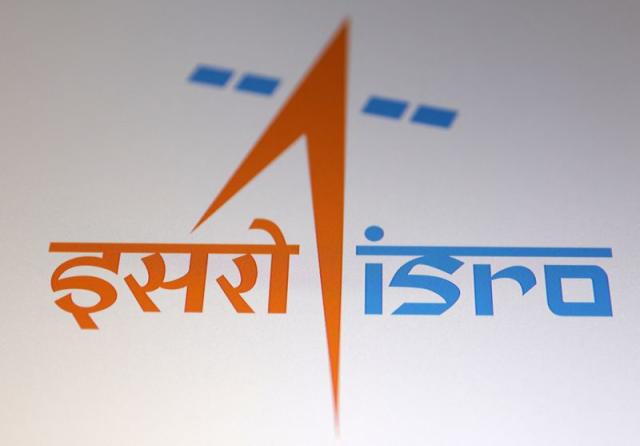 Illustration shows Indian Space Research Organization logo