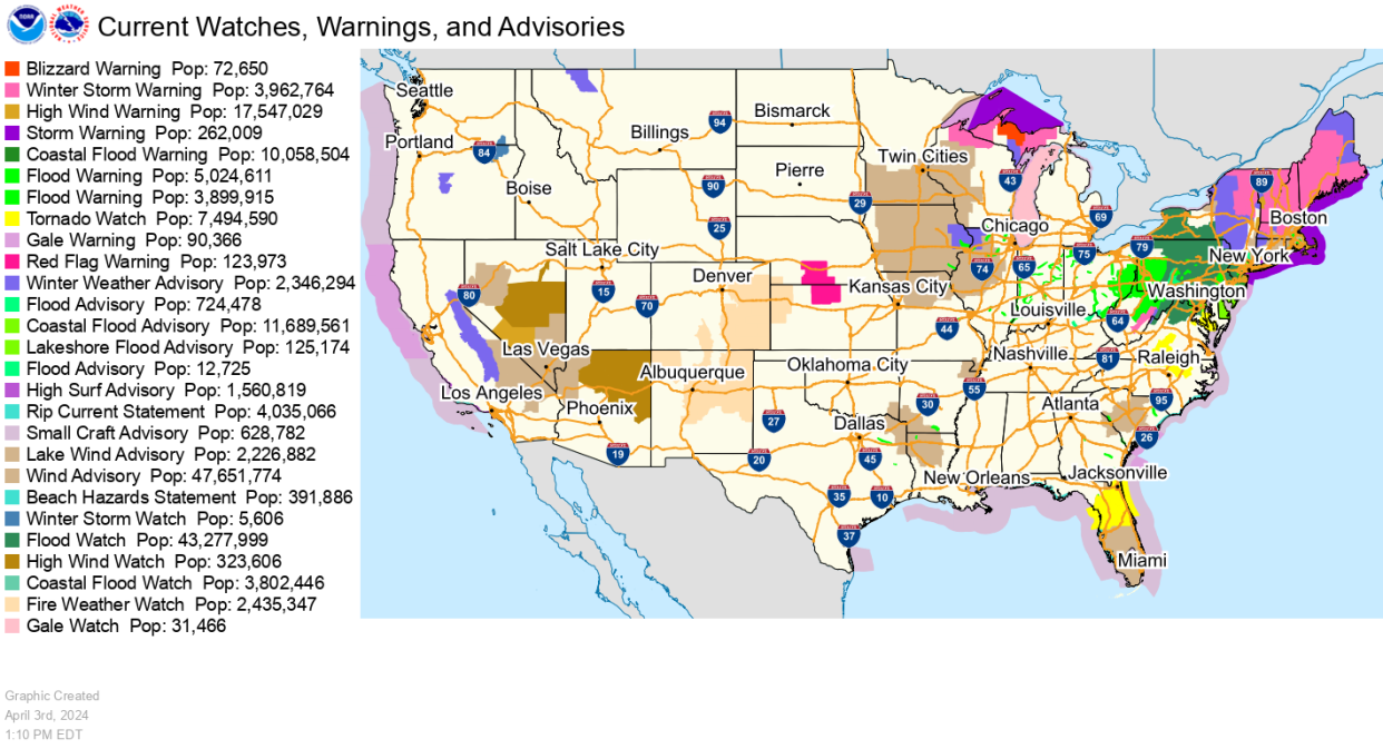 Millions of people in central Florida were placed under tornado watches on Wednesday. / Credit: National Weather Service / National Oceanic and Atmospheric Administration