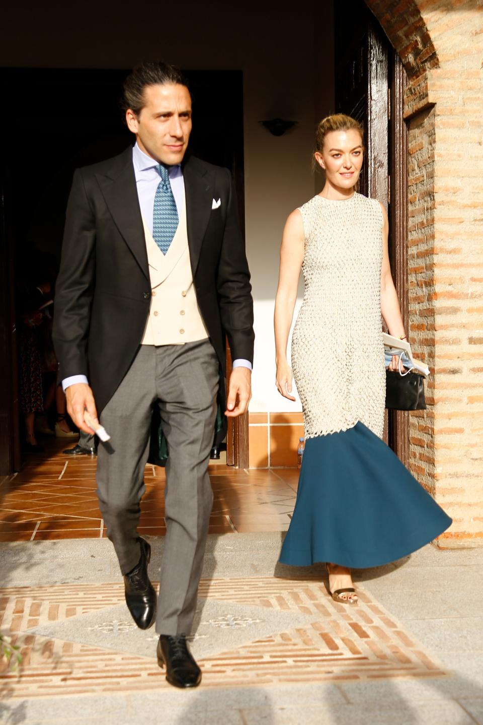 CIUDAD REAL, SPAIN - JULY 11: Marta Ortega and Carlos Torreta leaving the wedding of Felipe Cortina and Amelia Millan on July 11, 2021 in Ciudad Real, Spain. (Photo By Javier Ramirez/Europa Press via Getty Images)