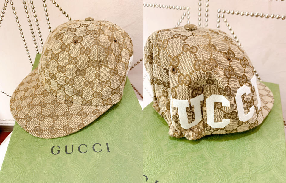 精品棒球帽推薦：Gucci GG棉質帆布棒球帽，NT$15000！圖片來源：編輯拍攝