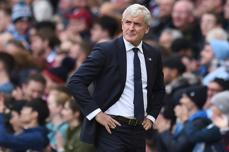 Southampton manager Mark Hughes shows frustration on the touchline