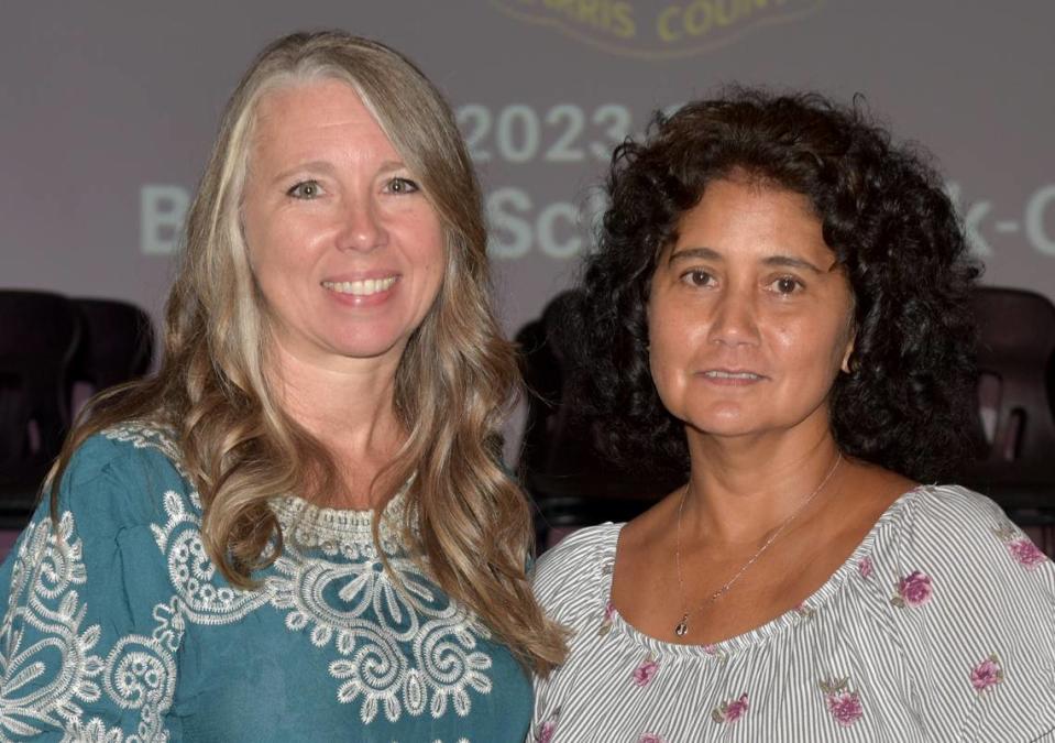 Lindsay Lewis, left, is the Teacher of the Year and Jackie Pierce is the Support Person of the Year at Mulberry Creek Elementary School.