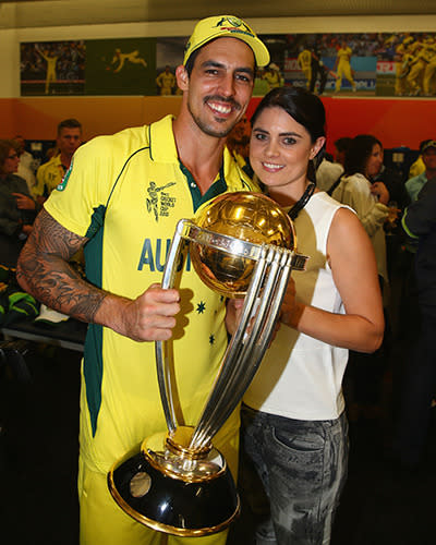 Mitchell Johnson and wife Jessica.