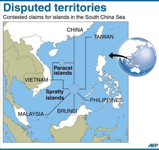 Map showing the disputed Paracel and Spratly islands in the South China Sea. China has appointed military officers at a newly-established garrison in the South China Sea, the country's latest step to bolster claims to disputed islands in the area