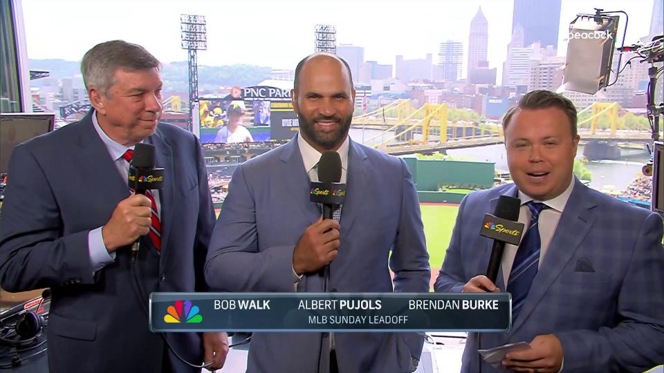 Brendan Burke, right, navigates working with different analysts every week for Peacock's MLB Sunday Leadoff.